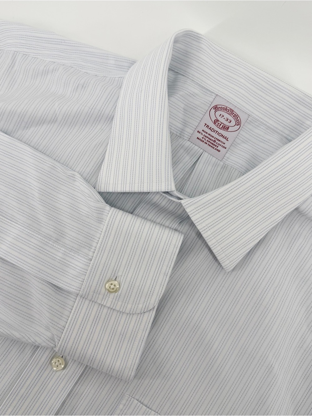 Brooks Brothers Traditional Dress Shirt 17-33 Supima Non-Iron Stretch Striped